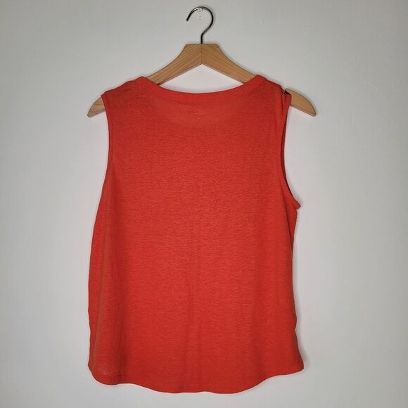 Old Navy Linen Blend Bright Orange Tank Top S Petite Knit - Picture 3 of 5